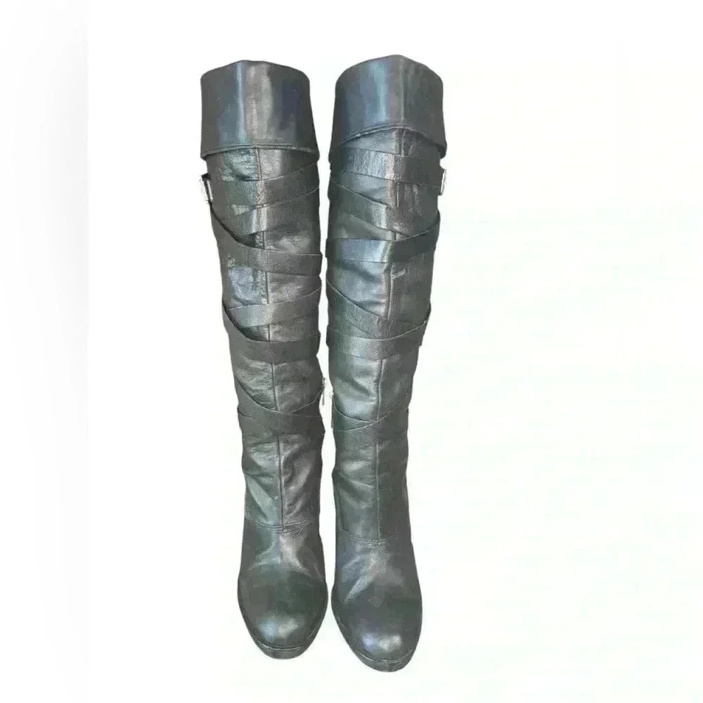 Michael Kors Women’s Greenwich Tall Belted Knee High Riding Boots Size 71/2.